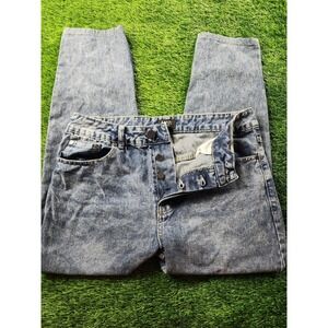 BoohooMAN Jeans Mens 32x30 Blue Acid Wash Relaxed Straight Button Fly Denim